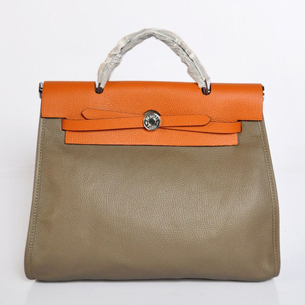 7A Replica Hermes Gery/Orange Kelly 32cm Togo Leather Bag 1689 - Click Image to Close